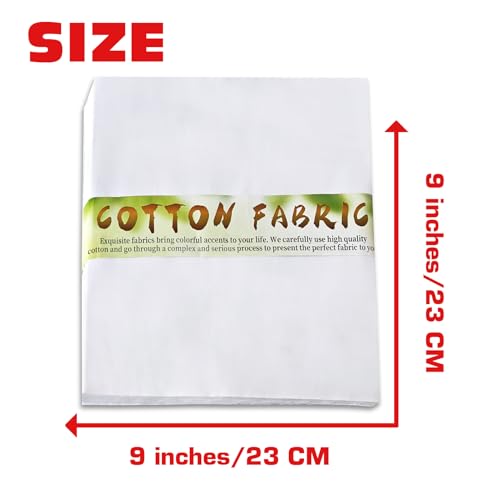30 pcs White Cotton Fabric Squares, 9 x 9 Inches Quilting Fabric Squares, 100% Cotton Quilting Fat Quarters Bundles, Sewing Project, Patchwork, DIY Crafts