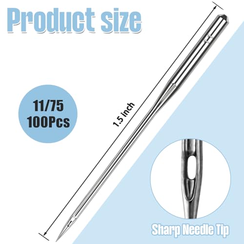 100 Pcs Size 75/11 Embroidery Sewing Machine Needles, 130/705H HAx1 Universal Regular Sewing Machine Needles Compatible with Brother - style: Size 11 100pcs