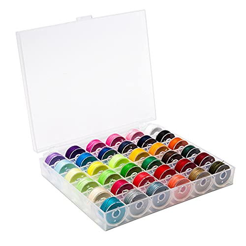BetyBedy 36Pcs Pre-Wound Sewing Bobbins with Case, Standard Assorted Colors
