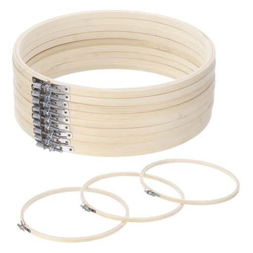 MECCANIXITY 6 Pieces 10 Inch Embroidery Hoops Adjustable Round Bamboo Circle Cross Stitch Hoop Ring for Art Craft Handy Sewing Needlework DIY Decoration - size: 10 Inch