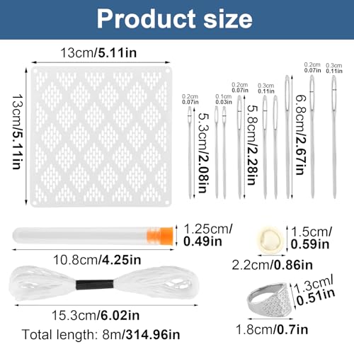24 Pcs Sashiko Stencils, Plastic Sashiko Template Patterns with Thimble, 9 Needles, Thread, Needle Tube & Finger Cots, Geometric Embroidery Drawing Stencils for Hand Sewing, Washable