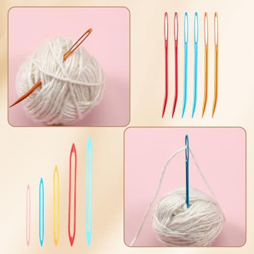 11 PCS Darning Needle, Yarn Needles Large Eye for Crochet Assorted Crochet Needles Multi Sizes Darning Needle for Thick Yarn Knitting Finishing, Plastic & Metal
