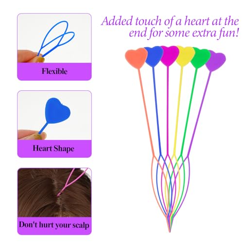 COMNICO 12pcs Quick Beader for Hair Braids Loading Beads Braid Stringer Ponytail Maker Plastic Hair Tail Beading Tools Kit for Kids Girls (Colorful)
