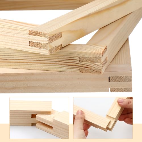 Briwooody 18 Sets 9 Sizes Needlepoint Stretcher Bars Needlepoint Frame Wooden Canvas Stretcher Bars for Embroidery Stitch Frame Accessories Bundle Crafts(Natural) - color: Natural