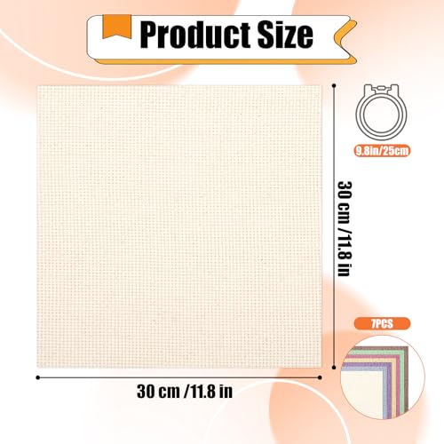 7 PCS Pre-Cut Punch Needle Fabric Tufting Cloth (11.8 x 11.8 Inch) - size: 11.8 x 11.8 Inch