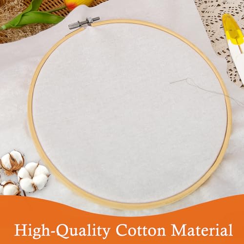 20 PCS Cotton Embroidery Fabric 20 x 20 Inch Natural Color - color: Natural Color, size: 20 x 20 Inch