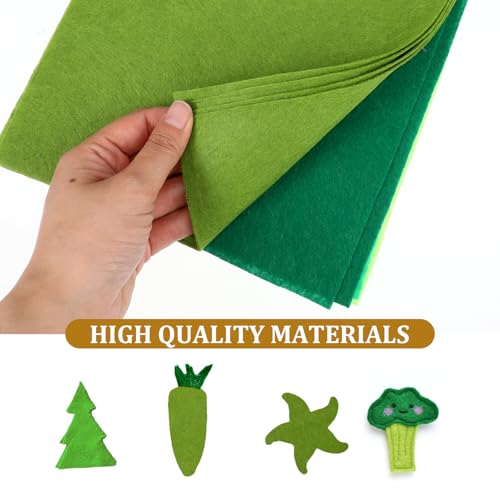 JJUNW 16 Pack Felt for Crafts, 11.8" x 7.87" Craft Felt 1 mm Thick Felt Fabric Sheets Liner Felt for Handmade DIY Embroidery Fabric Craft Kits (Green)