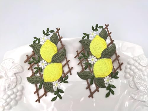 Embroidered Iron on Patches Applique, Lemon Embroidered - color: Lemon