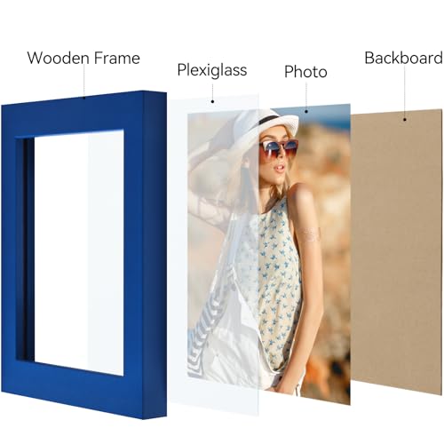 Vittanly 4x4 Picture Frame for Wall or Tabletop, Royal Blue - color: Royal Blue, size: 4x4