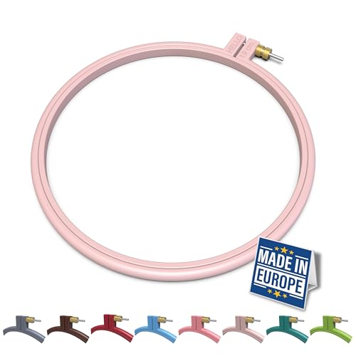 Maker Susan Plastic Embroidery Hoop, Hello Series Cross Stitch Hoops for Beginners, Punch Needle Hoop, Embroidery Frames for Sewing, Needlework, Embroidery Projects (Soft Pink, Medium 7.5" (19 cm)) - style: Soft Pink