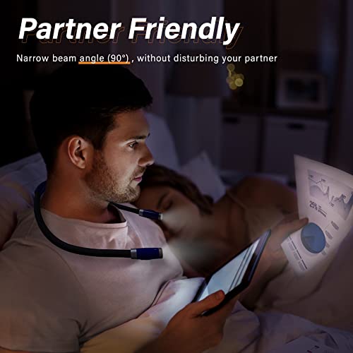 Vekkia Rechargeable LED Neck Book Light for Reading in Bed - color: Blue