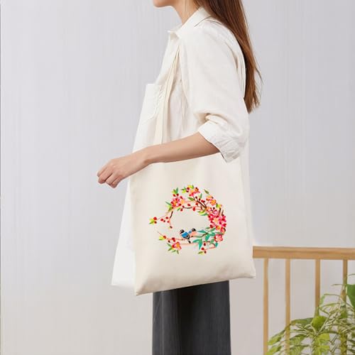 Huacan Embroidery Canvas Bag Kits for Adults Beginner Stamped Flowers Pattern DIY Cross Stitch Printed Flower Stitching Sewing Kit - color: Flower 2