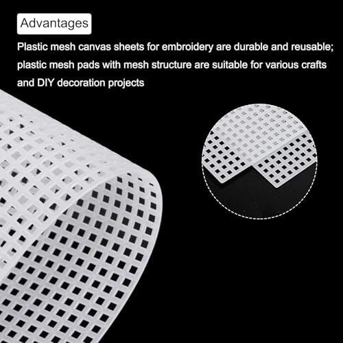 MECCANIXITY 30pcs 3"x3" Plastic Mesh Canvas Sheet 6 Count Needlepoint Blank Canvas for Embroidery Knit Crochet Acrylic Yarn Crafting, Clear White