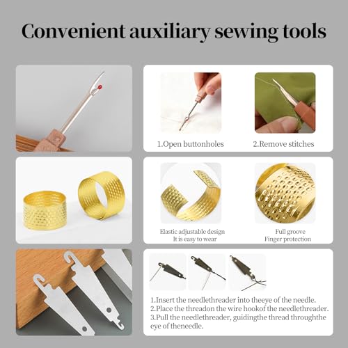 Obear 43-Piece Sewing Kit for Adults and Beginners,Big Eye Stainless Steel Sewing Needles Kit for Hand Sewing with Needle Threader and Seam Ripper - style: 43 Pcs Steel Sewing Needles Kit