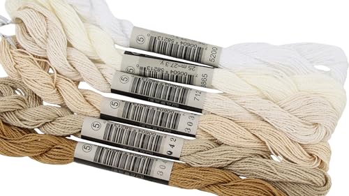 KCS 162 Yards(150 Meters) Mercerized Pearl Cotton Crochet Needlepoint Thread,Size 5,6 skeins,Mixed Color 01 - color: 6color01, size: 6 skeins