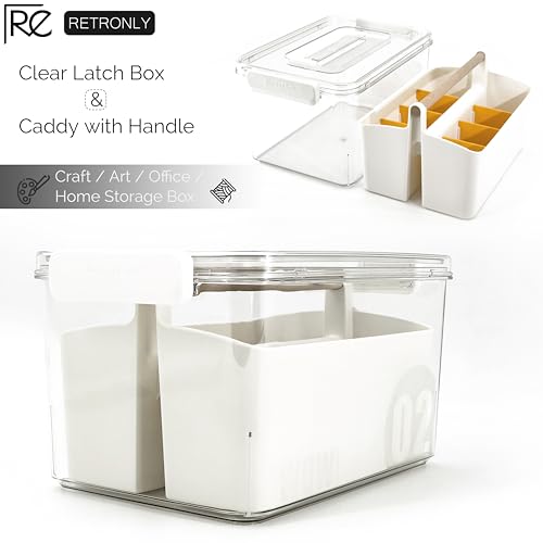 Craft Caddy with Lid and Lift-Out Portable Caddy, Orange - color: Clear-Orange