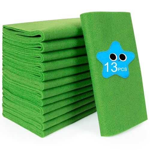 XSEINO 13 Rolls Green Felt Fabric,8"x35"(20.5x90cm) 1.4mm Thick Soft Felt Fabric Sheet for Crafts,Green Series Colors Soft Nonwoven Fabric,Fit for Decoration, Sewing, DIY Crafts - color: Green