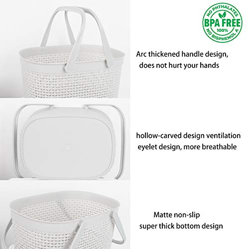 rejomiik Portable Plastic Shower Caddy Basket with Handles, Gray - color: Grey, size: 1 pack