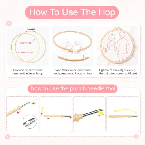 BEUNITONE 2 Pcs Sweet Couple Wedding Punch Needle Kits for Adults Beginner - color: 13-Wedding