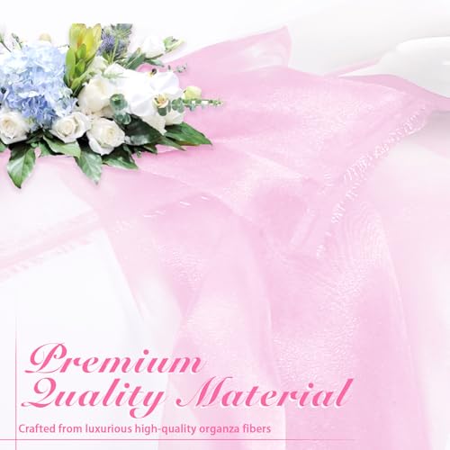 Manyshofu Pink Organza Fabric by The Yard, 60 Wide (2 Yard) - color: Pink, size: 2 Yard