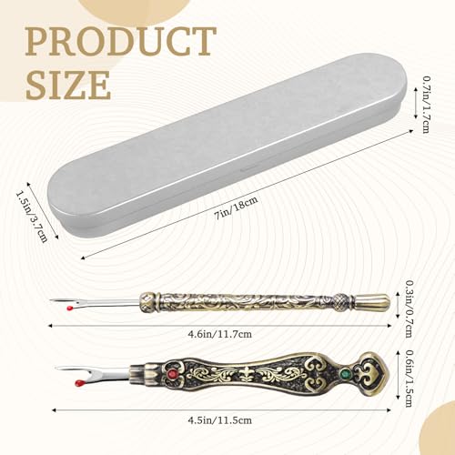 2Pcs Vintage Seam Rippers, Metal Stitch Remover Set, European Carved Handle Stitch Ripper, Sharp Durable Handy Crafting Removing Threads Tools for Needlework, Leatherwork (Antique Brass AB) - color: Antique Brass AB