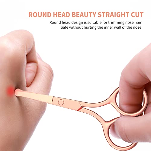 Nose Hair Scissors, Small Round Tip Safety Eyebrow Scissors, Gold -AsonTao - color: Small Scissors-gold