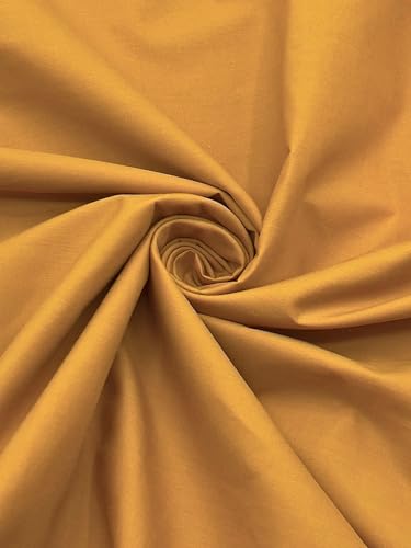 EOVEA - Cotton Polyester Fabric by The Yard – 60" Wide Broadcloth Fabric, Soft, Lightweight & Breathable Material for Lining, Curtains, Bedding, Skirts, Sewing Projects (Mustard,1 Yard) - color: Mustard, size: 1 Yard