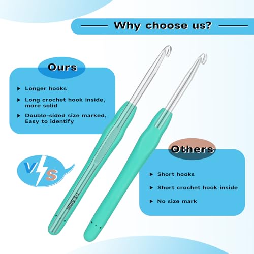 Mayboos 9 Sizes Crochet Hook Set 2.0mm~6.0mm 34 Pack Crochet Hooks - size: 9 Sizes