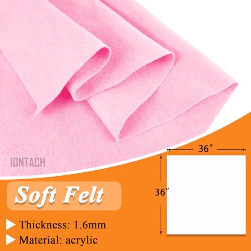 IONTACH 36" X 36" Light Pink Soft Felt Fabric 1.6mm Thick - color: Light Pink, size: Soft - 36" X 36"