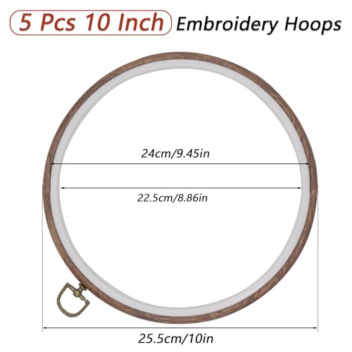 Joyangy 5-Pack 10 Inch Imitation Wood Embroidery Hoops for Cross Stitch - size: 10inch