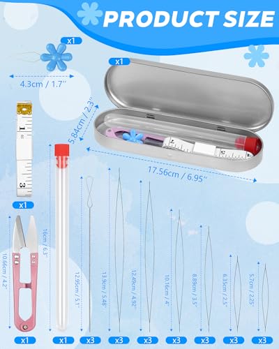 FIVEIZERO 21 Pieces Beading Needles Set, 6 Sizes Seed Beads Needles Big Eye, Collapsible Beading Needles Set for Jewelry Making - color: Sliver-21PCS