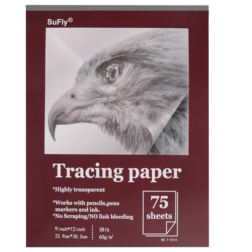 SuFly Tracing Paper for Drawing, 9'' X 12'' Tracing Paper Pad, 75 Sheets - color: Clear, size: 9 in. x 12 in. (1 Pack)