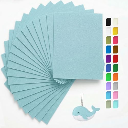 Light Blue Felt Fabric Sheets Stiff 20 Pcs 8" X 12" 1mm Thick - color: Light Blue