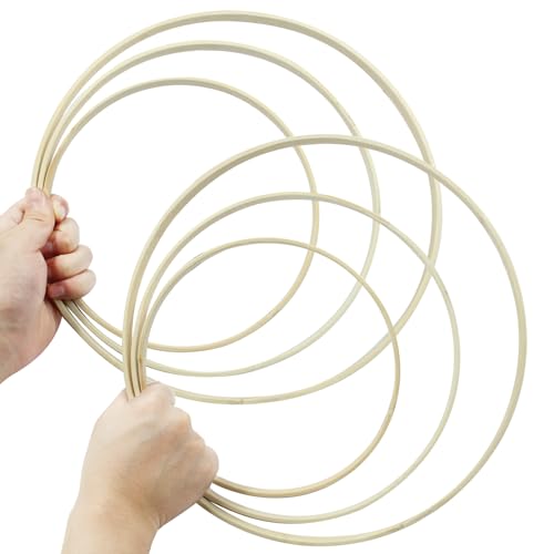Unlorspy Wooden Bamboo Floral Hoops, 6Pcs, 3 Sizes (8/10/12 inch) - size: 8/10/12 inch,6pcs