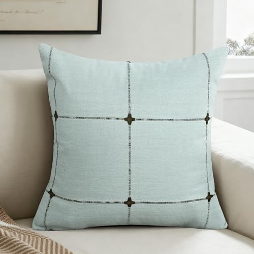 Green Linen Plaid Throw Pillow Covers 18x18 Set of 1 - color: Green Plaid, size: 18" x 18" (Pack of 1)