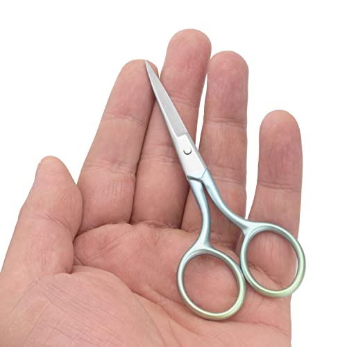 Multicolor Professional Grooming Scissors for Facial Hair Removal - color: Green+pink