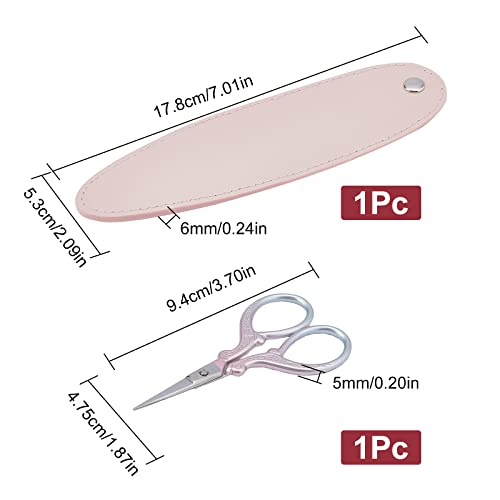SUNNYCLUE 1 Set 3.7Inch Stainless Steel Sewing Scissors Embroidery Scissors with Cover Artificial Leather Sheath Tools Sharp Tip Small Trimming Cutter Fabric Paper Cutting Craft Threading Cross Stich - color: Gradient Color-1pc-sewing Scissors With Cover
