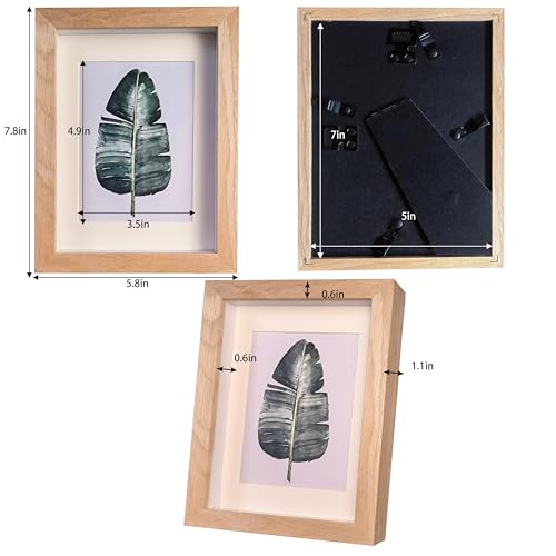 5x7 Shadow Box Frame Small Shadow Box Display Case 4 Pack Natural Wood Picture Frame Glass Surface Internal Depth 0.6 inch for Wall Or Tabletop - color: Teak, size: 5x7 inch