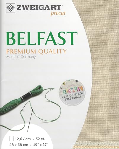 Wizardi Belfast 32 Count Flax. Needlework Canvas, Cross-Stitch Fabric, Embroidery Cloth, Needlepoint Canvas. 3609/52 Precut Zweigart - color: Flax
