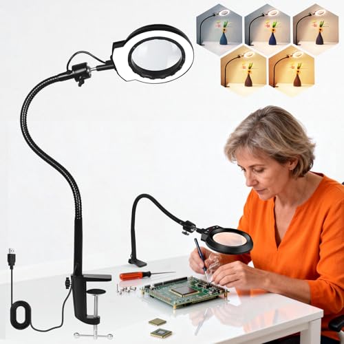 Magnifying Glass with Light Desktop Bigger 10D Magnifier Portable Lamp