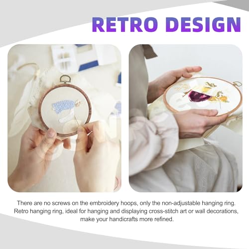 Swpeet 4Pcs 4 Sizes Circle Oval Rectangular Octagonal Embroidery Hoops Kit, Imitated Wood Plastic Display Frame, Cross Stitch Hoop Ring for Art Craft Sewing and Hanging Ornaments Home Decor - style: Styles NO.2