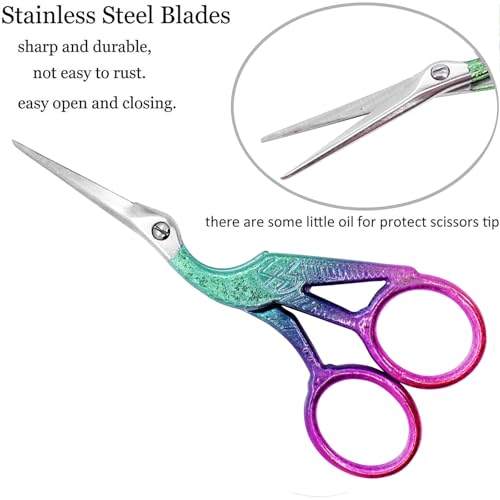 BIHRTC 4.5Inch Small Sewing Crochet Scissors Sharp Tip Stainless Steel - color: Green Purple, size: 4.5inch