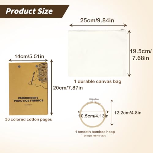 36-Color Embroidery Notebook Set - 14x20cm Cotton Practice Fabric Pages