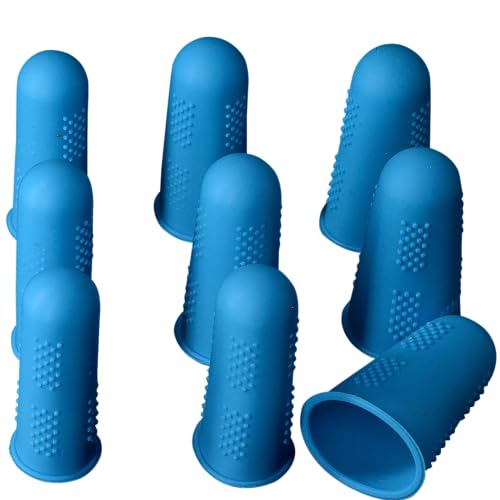 Finger Protectors [Flex Series - 9-Pack] Silicone Non-Stick Covers [Small (3) / Medium (3) / Large (3)] - for Hot Glue/Sewing/Wax/Rosin/Resin/Honey/Adhesives/Scrapbooking - color: Finger Protectors - Blue [9 Pack]