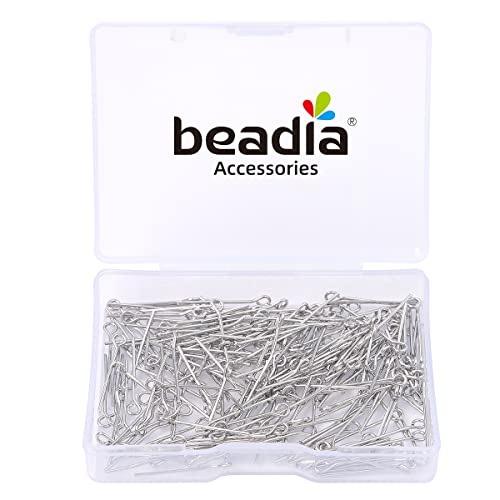 BEADIA Platinum Plated Open Eye Pins Non Tarnish 20mm 200pcs for Jewelry Making Findings - color: Open Eye Pins Platinum, size: 20x0.7mm