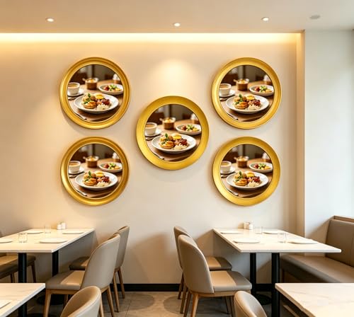 alfyng 10 Inch Round Photo Frame Wooden Wall Hanging Picture Frames Gold - color: Gold, size: 10 inch