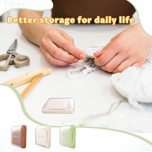 HUISUYTON Portable Travel Magnetic Sewing Needles Case,10PCS Needles(Beige) - color: Beige