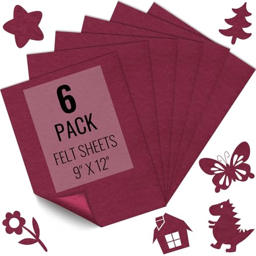 IONTACH 9" X 12" Soft Felt Sheets 1.6mm Thick (6 Packs, Burgundy) - color: Burgundy