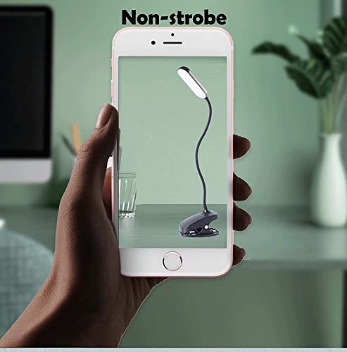 COLORLIFE Desk Lamp Clip On Light-7W 2600mAH Flexible Gooseneck Battery Operated Rechargeable Reading Lamp with Clamp & Stepless Brightness for Desk,Piano,Bed Headboard and Computers - color: Black