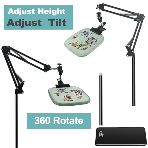 Embroidery Hoop Stand,Rotate Hand Embroidery Stand Embroidery Holder Stand Can Move Freely Hand Embroidery Stand Floor Cross Stitch Stand Suitable for Embroidery Hoop (with Hair Dryer Clamp) - color: With Hair Dryer Clamp